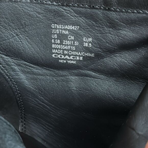 Coach Justina Black Ankle Boots Women's Beaded Chain Accents size 6.5 - Picture 10 of 13